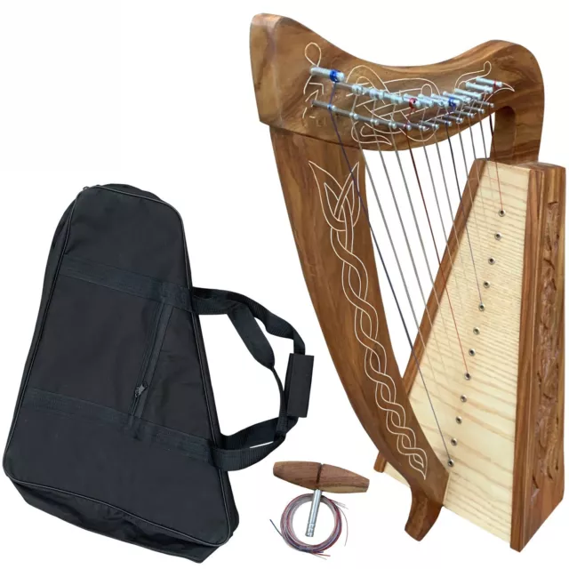 Irish Celtc Harp 12 Strings Solid Lyre Rosewood Harp Natural Finish Shelby Lever