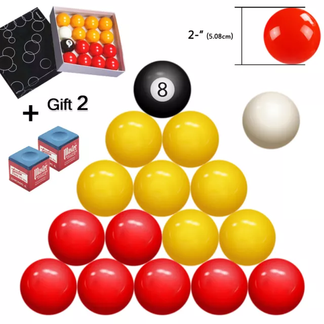 Red and Yellow Pool 16 Balls Set - UK Regulation 2'' inch Full Size Pool Balls