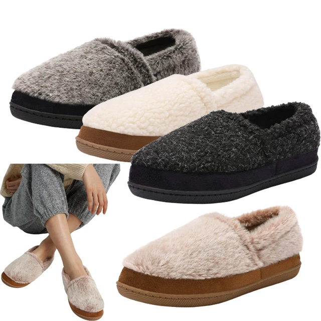 Women Fuzzy Warm House Shoes Lightweight Comfortable Slip On Bedroom Slippers