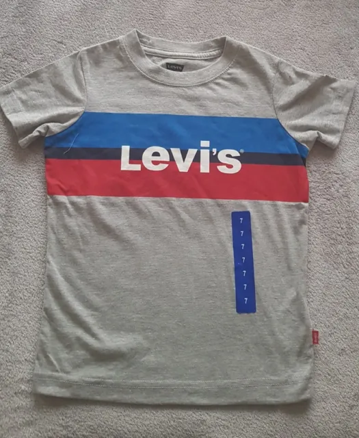 T-shirt unisex logo Levi's età 7 anni grigio con etichette rosso blu