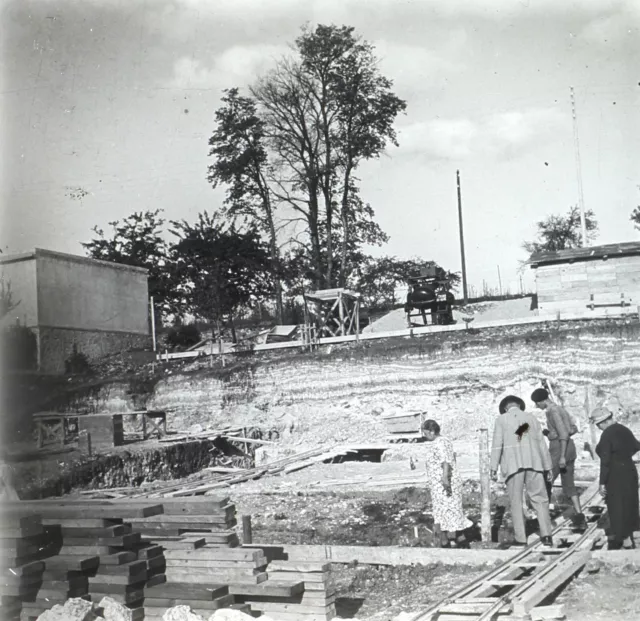 Construction Maçonnerie c1930 Photo Plaque de verre Vintage V36L6n1 