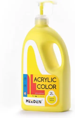 Pintura acrílica amarilla limón MEEDEN con tapa de bomba, 1/2 galón (2 L)