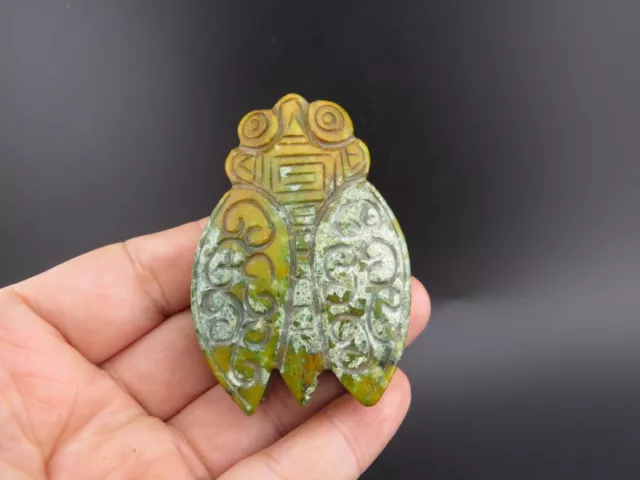 China,old  jade, Hongshan culture, natural jade, cicada, pendant N(337)