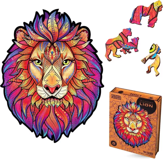Unidragon Figured Wooden Jigsaw Puzzles Mysterious Lion KING SIZE 327 Pieces