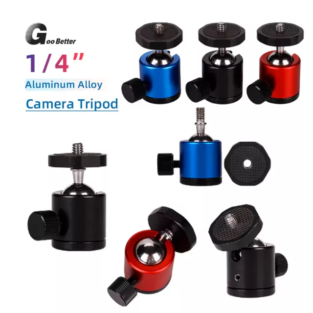 Mini Tripod Ball Head Swivel DSLR Camera Adapter 1/4" Screw Mount Stand Fittings