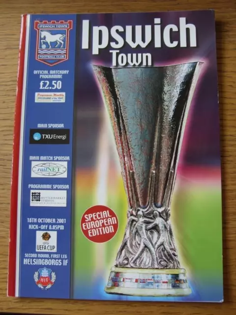 18/10/2001 Ipswich Town v Helsingborgs [UEFA Cup] (Item in very good condition,