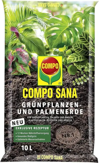 COMPO SANA Blumenerde für Grünpflanzen und Palmen, 12 Wochen Nährstoffversorgung