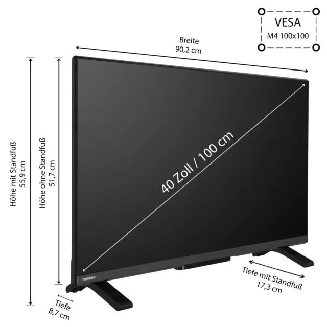Toshiba 40LV2E63DAZ 40 Zoll Fernseher VIDAA Smart TV Full HD HDR Triple-Tuner 2
