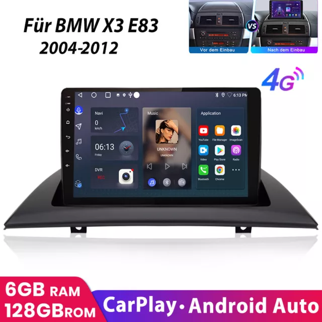 6+128G 9'' Autoradio GPS Navi Android 12.0 WIFI FM DAB+ Für BMW X3 E83 2004-2012