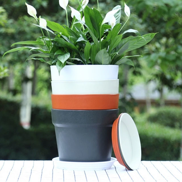 1pcs Rond Plante Pots de Fleurs W/Soucoupe Plastique Jardin Pot 9.5cm 9cm Neuf