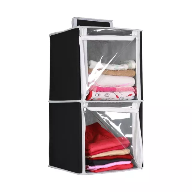 2 Cupboard With Transparent Clothes Foldable Wall Hanging Storage Organizer