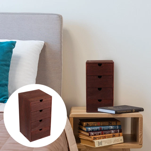 Tiroir Rangement Bois Organiseur De Bureau En Bambou : Boîte De Rangement à 3 Organisateur De Bureau Tiroir