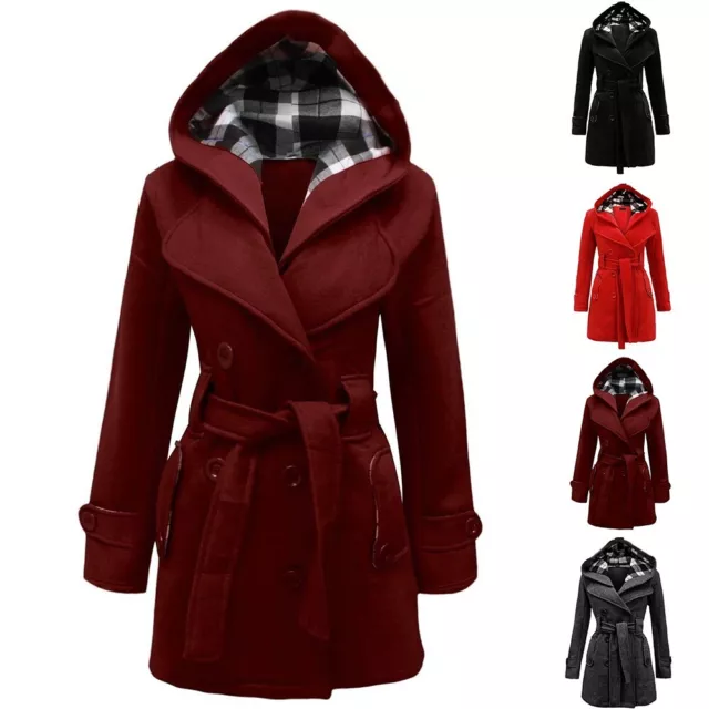 Élégant manteau d'hiver double poitrine pour femmes avec ceinture veste chaude