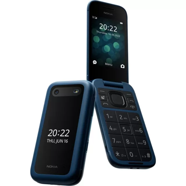 NEW Nokia 2660 Flip Mobile Phone 128MB 2.8" 4G Unlocked Dual Sim Blue