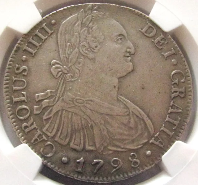 NGC XF 45, 1798 IJ Lima Peru 8 Reales, Spanish Colonial, Charles IIII