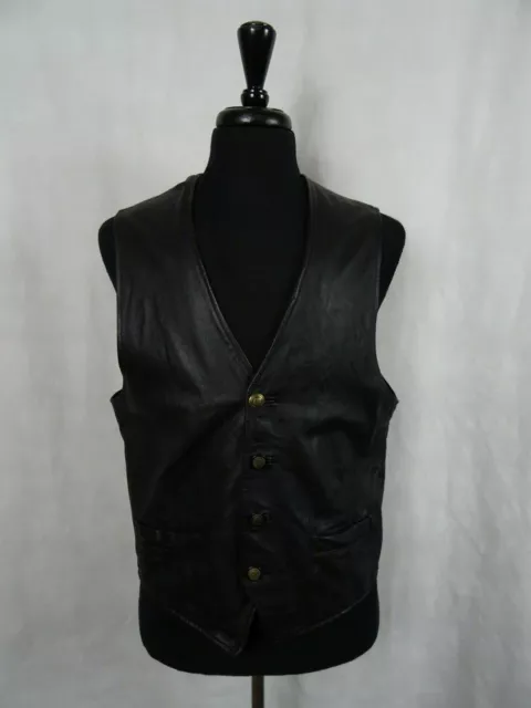 Gilet biker vintage in pelle cappotto da biker 42