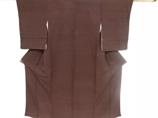 81767# Japanese Kimono / Antique Kimono / Urushi / Woven Shippo Pattern