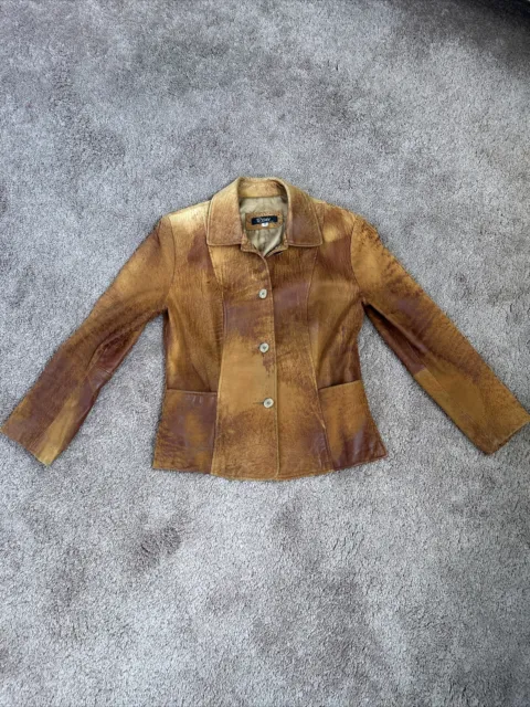 Remy Leather Fashions Vintage Jacket Cognac Soft Leather Women’s Size Small
