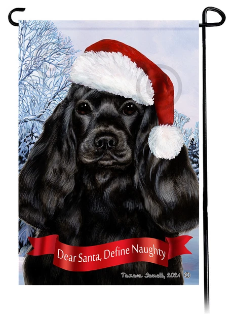 Dear Santa, Define Naughty Garden Flag - Black Cocker Spaniel 044