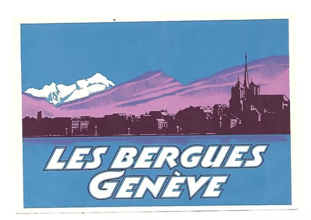 Authentic Vintage Luggage Label ~ LES BERGUES ~ Geneve, Switzerland