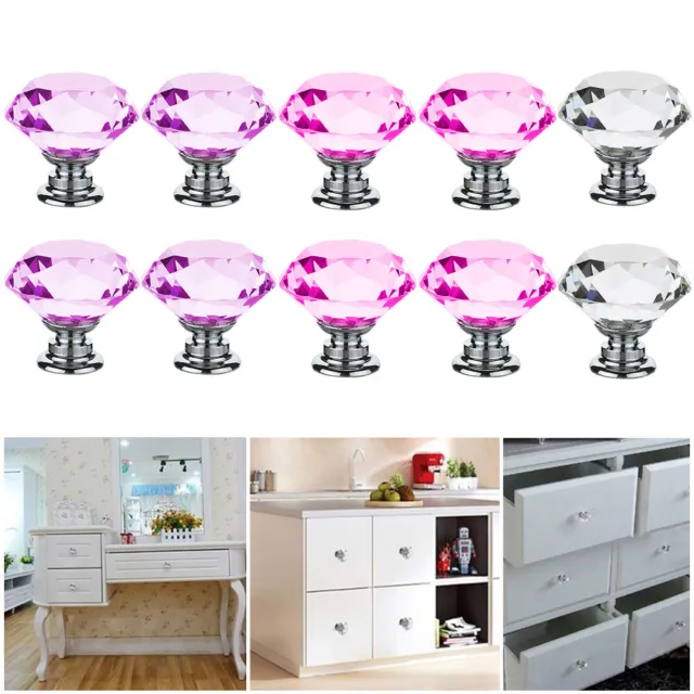 Clear Crystal Diamond Glass Door Knobs Cabinet Drawer Furniture Handle Knob New