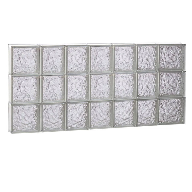 Clearly Secure Glass Block Window 44.25"x23.25" Frameless Ice Pattern Non-Vented