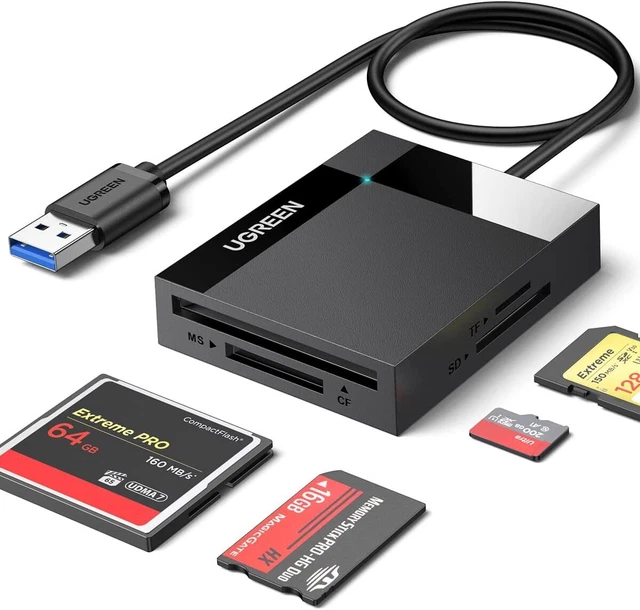 SD Card Reader, 4-IN-1 USB 3.0 To SD CF TF MS Card Adapter UGREEN