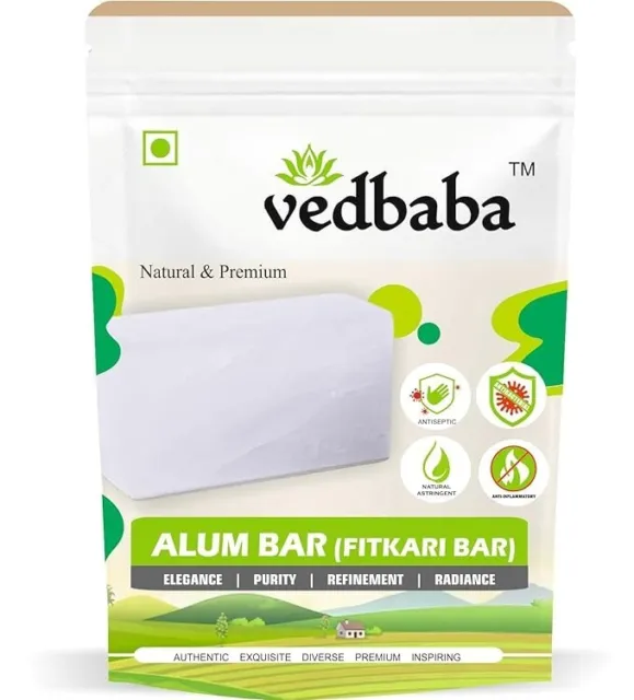 Barra de alumbre Vedbaba - 100 g * 2 bloque de aluminio barra de piedra Fitkari (4 paquetes de 100 g cada uno)