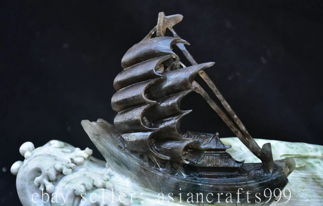 ANTICA STATUA CINESE di giada itiana naturale scolpita a mano vaso vaso