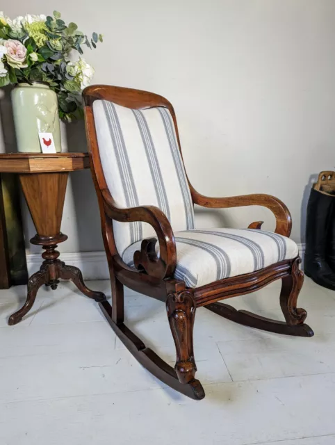 Antique Scottish Rocking Armchair Fully Restored Reupholstered Delivery Poss