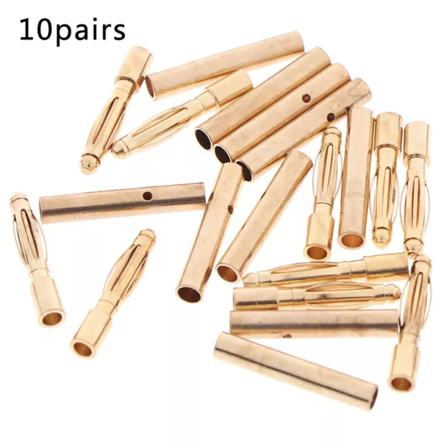 20pc 2mm Gold Bullet Connector Banana Plugs Male &Female for RC Car Battery...b