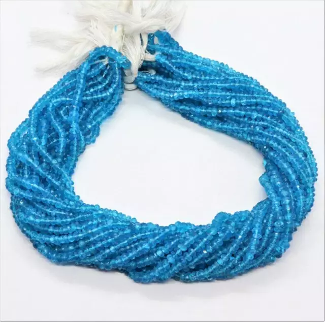 AAA Naturel Fluo Apatite 3-4mm à Facettes Rondelle Gemme Perles 2 Strand Lot