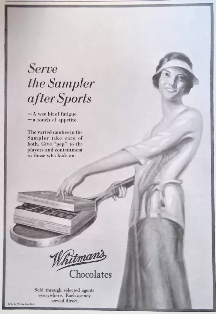 1920s Whitman's Chocolates Serve After Sports Tennis Original Print Ad 7x10.5"