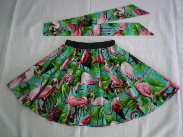 Girls/Childs Rock n Roll "Flamingo" Skirt & Scarf. Size 3-4 Aqua/Pink/Green.