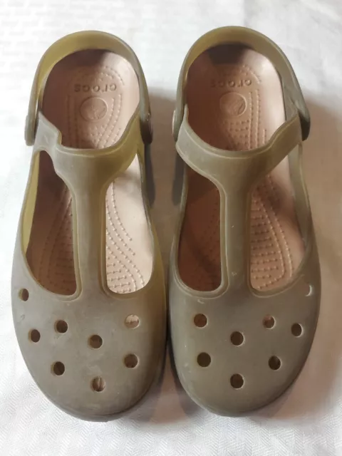 Crocs Shoes Carlie Brown T-strap Mary Jane Jelly Shoes Womens 7
