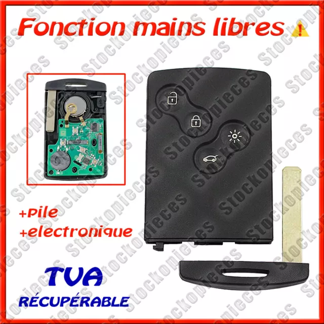 CARTE CLE VIERGE Main Libre Keyless Go Clio IV 4 Captur Hitag Aes Testé