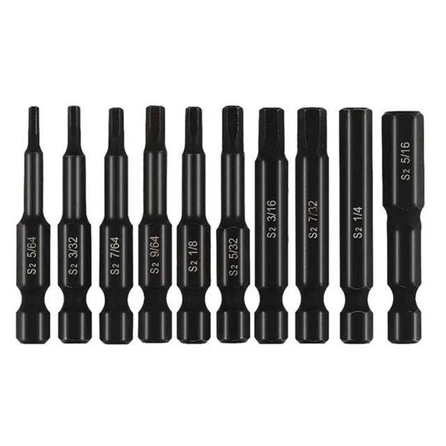 10Pcs / Set SAE Tête Hexagonale Mèche Perceuse 0.6cm Tige Magnétique