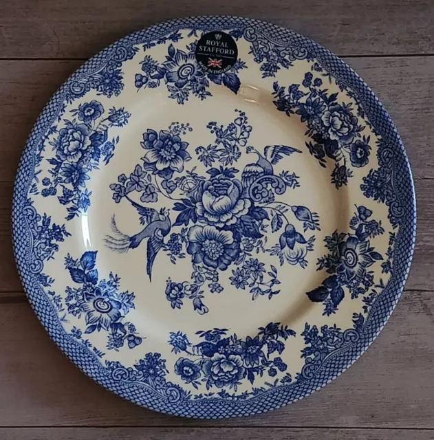 NEW (4) Royal Stafford Asiatic Pheasant Blue White Dinner Plates Home Decor