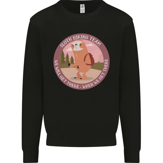 Sloth Hiking Team Funny Trekking Walking Kids Sweatshirt Jumper