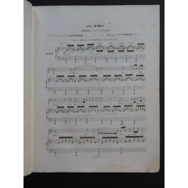 SCHUBERT Franz Ave Maria Chant Piano ca1835 3