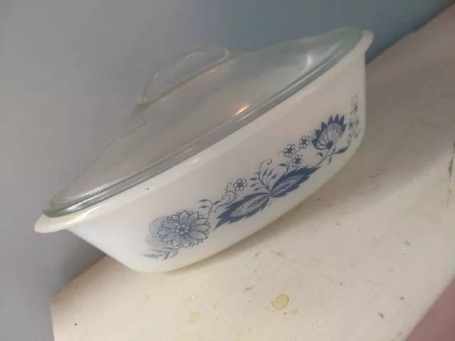 VINTAGE Glasbake White Milk Glass Oval Casserole Dish with Lid - 514  Flowers