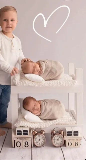 Baby Zwillinge Bett Fotoshootings in weiß Puppen bett  2