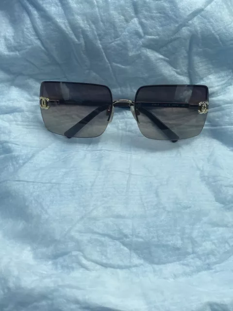 Chanel 4093-B Swarovski CC Logo Blue Tinted Silver Sunglasses – Undothedone