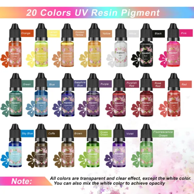UV-Harz Farbe 20 Farben Alcohol Ink Epoxidharz Pigment Farbstoff für Epoxy 10ml
