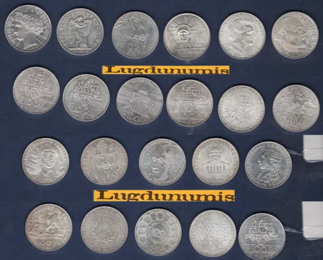 Lot de 11 pièces de 100 Francs Commémorative différentes SUP