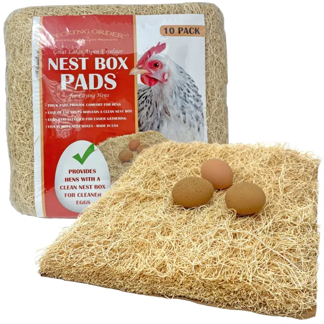 (USA) Nest Box Pads 10 Pack, Made with Great Lakes Aspen Excelsior Wood Fibers