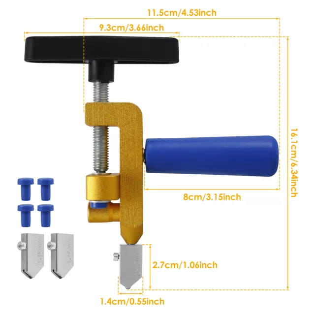 Glass Cutter 2 in 1 Manual Tile Cutter Tool 3mm-15mm Aluminum Alloy Mirror maOHx