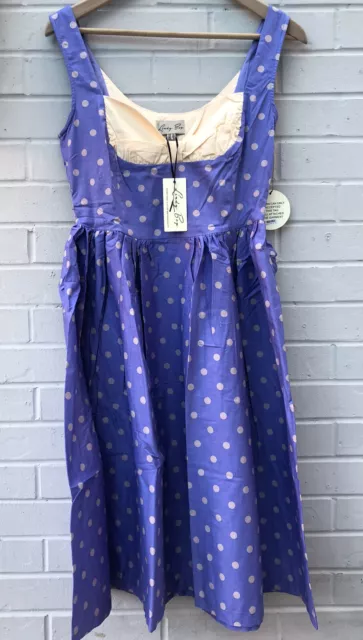 NEW LINDY BOP Size 10 Purple POLKA DOT Rockabilly Swing DRESS Vintage 40s Pinup