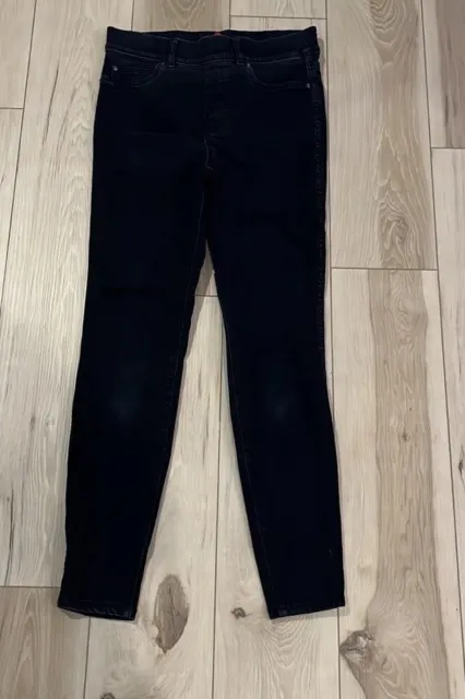 Spanx Medium Tall Ankle Skinny Leg Pull On Denim Washed Black Jeans