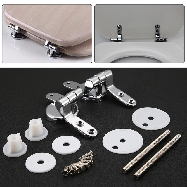 Set Di 2 Cerniere A Sgancio Rapido Per Sedile WC, Con Viti In Gomma Di Ricambio 90109654